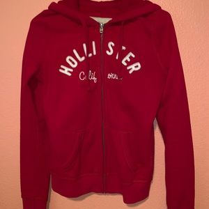 Red Hollister Zip-Up Hoodie